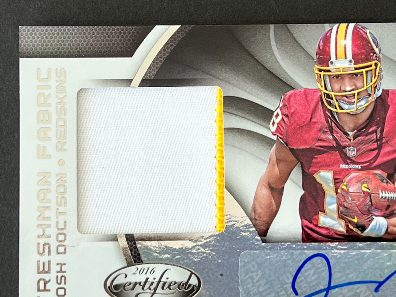 Josh Doctson 2016 Certified Freshman Fabrics Patch RC Auto #ed 123/299 view 2