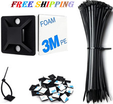 Strong Back-Glue Self Adhesive Cable Zip Tie Mounts Kit - 50 Set Cable Managemen
