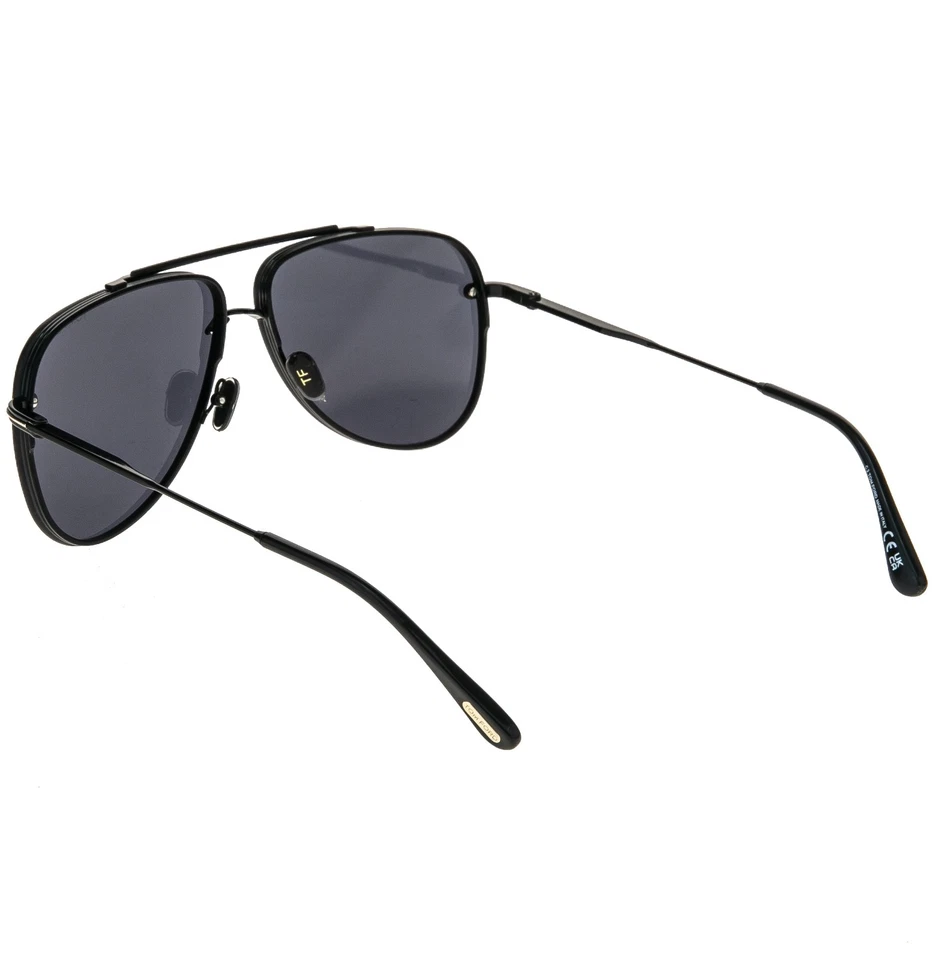 Auténticas gafas de sol de aviador clásicas de metal negro Tom Ford Leon TF1071 01A 1071 Foto 3 de 4
