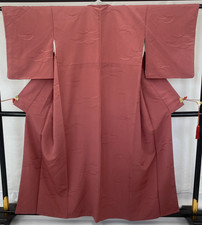 Japanese Vintage Kimono Polyester Pink Traditional Authentic Length 61 in