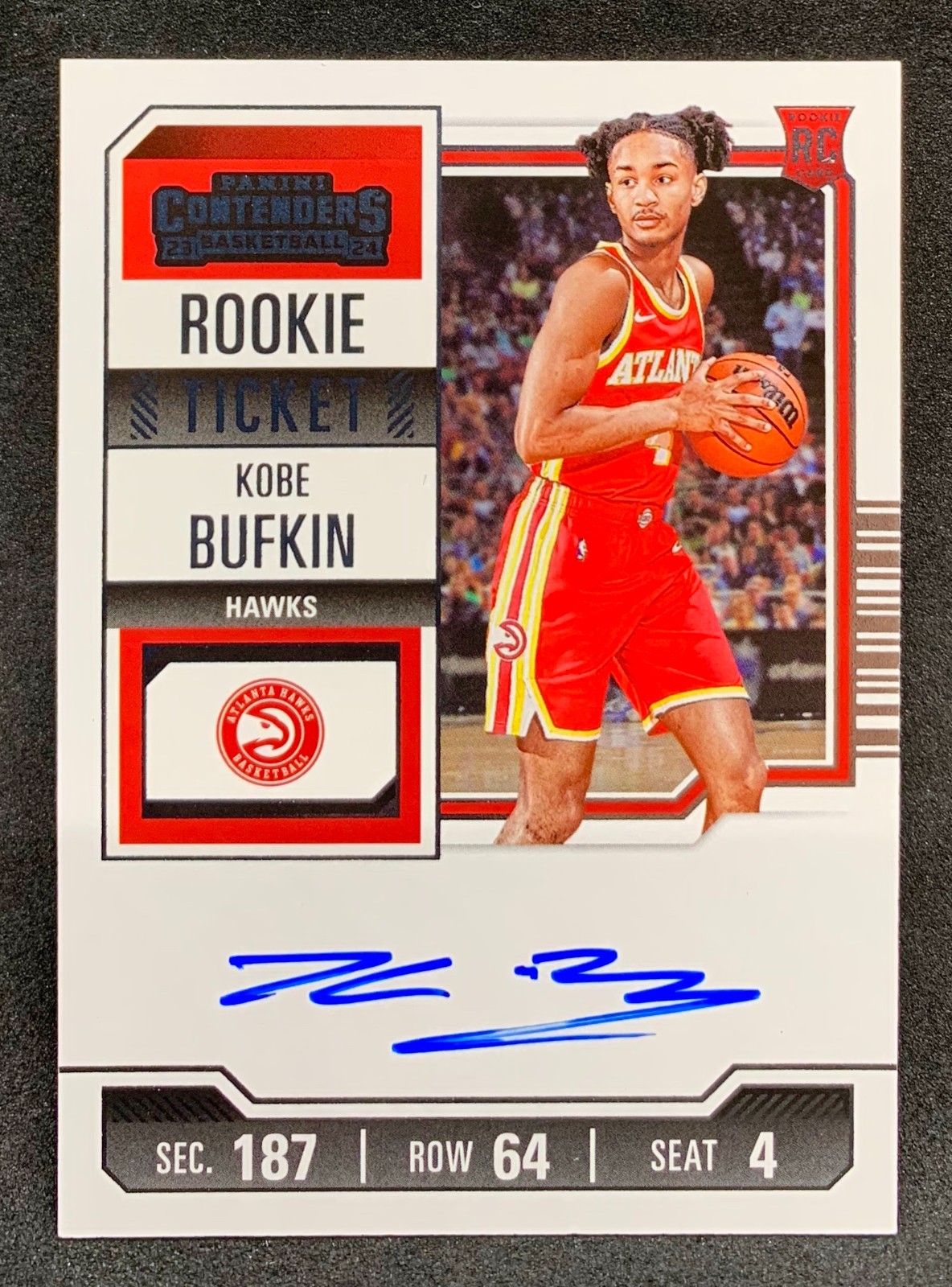 2023-24 Panini Contenders KOBE BUFKIN Atlanta Hawks Rookie Ticket Auto RC #140