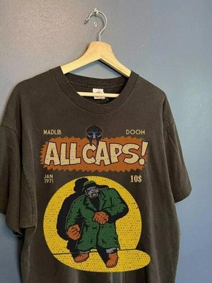 MF Doom All Caps Graphic Short Sleeve Dark Chocolate T shirt Reprint S-5XL