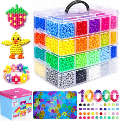 10000 Pcs Pony Beads for Bracelet Making Kit, 40 Colors Kandi Beads for Bracelet