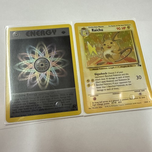 Rainbow Energy Team Rocket Pokemon Card Lot 7 Vtg Base Set Fossil Raichu Holos - Picture 2 of 5