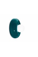 Wandleuchte Rund Retro Ø 25 Cm Petrol Weiß G9 Keramik Glas Handarbeit Wandlampe