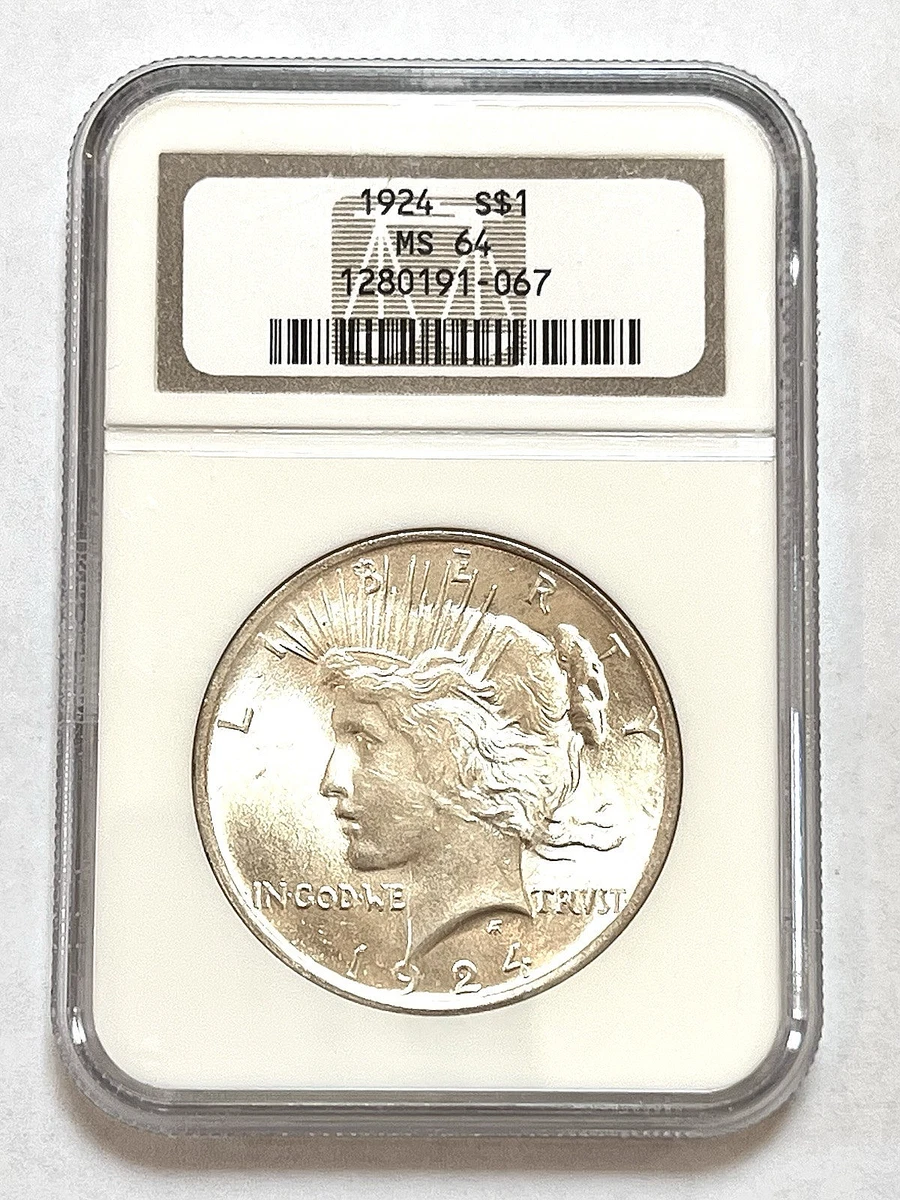 1924 SILVER PEACE $1 DOLLAR, PHILADELPHIA, NGC MS64 BRILLIANT