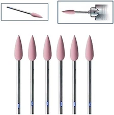 Eve Germany Silicone Abrasives X-Fine Polishing Pointed Flame Mounted Pink 6 Pcs