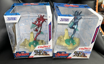 2 MARVEL AVENGERS CONNECT & CREATE IRON MAN SILVER CENTURION ARMOR #009 & 015