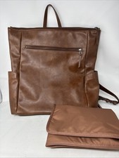 Freshly Picked Mini Minimal Vegan Leather Diaper Bag/Backpack Amber Brown Baby