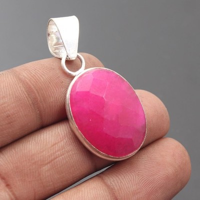 Rubin Quarz Edelstein 925 Sterling Silber Handarbeit Anhänger Schmuck Geschenk für die Liebe