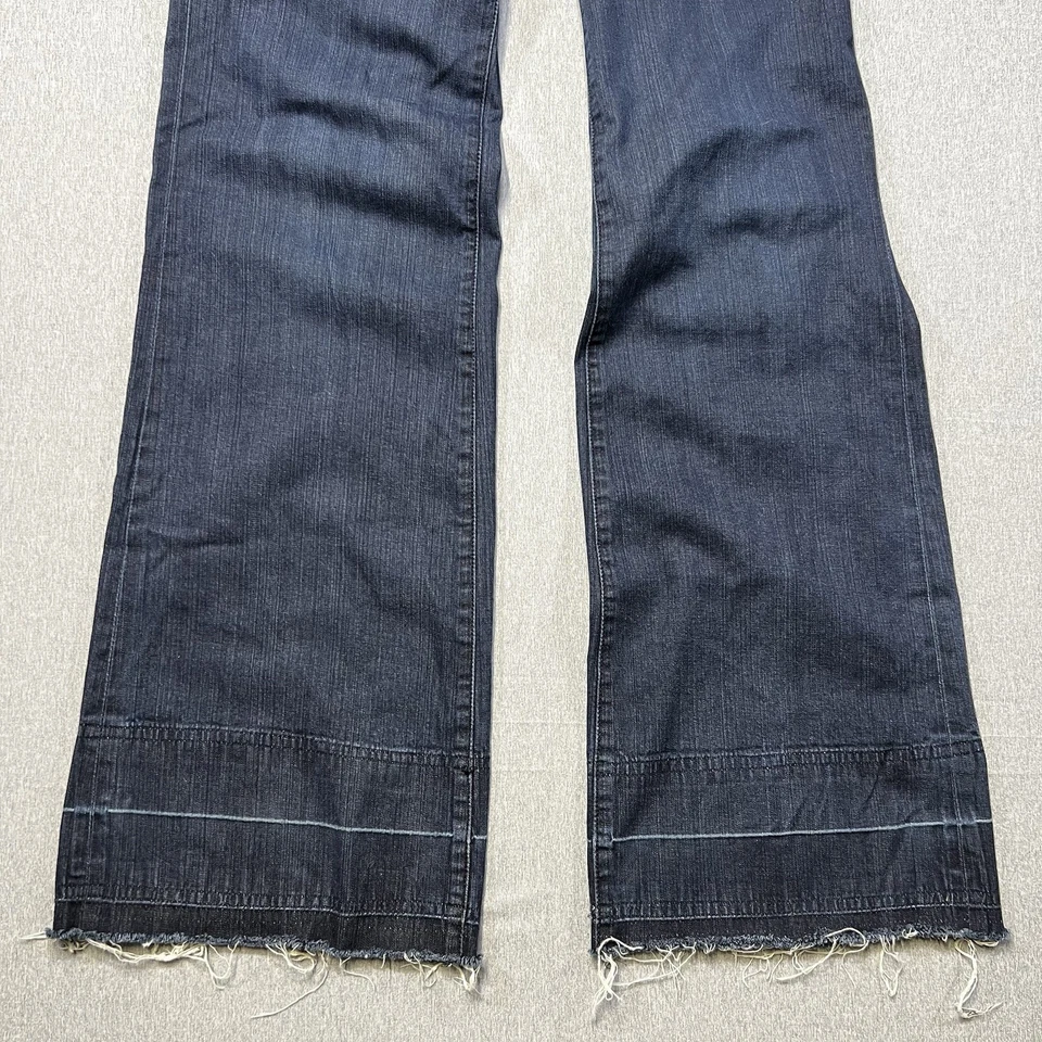 Tory Burch Bootcut Trouser Jeans Blue Denim Sz 28 Raw  Hem Wide Leg - Image 2 of 4