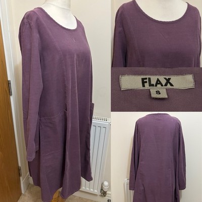 FLAX Mauve Purple NEEDLECORD Corduroy OVERSIZED Dress S 40  L39  POCKETS Arty