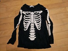 Langarmshirt Skelett H&M Gr. 122/128 schwarz weiß