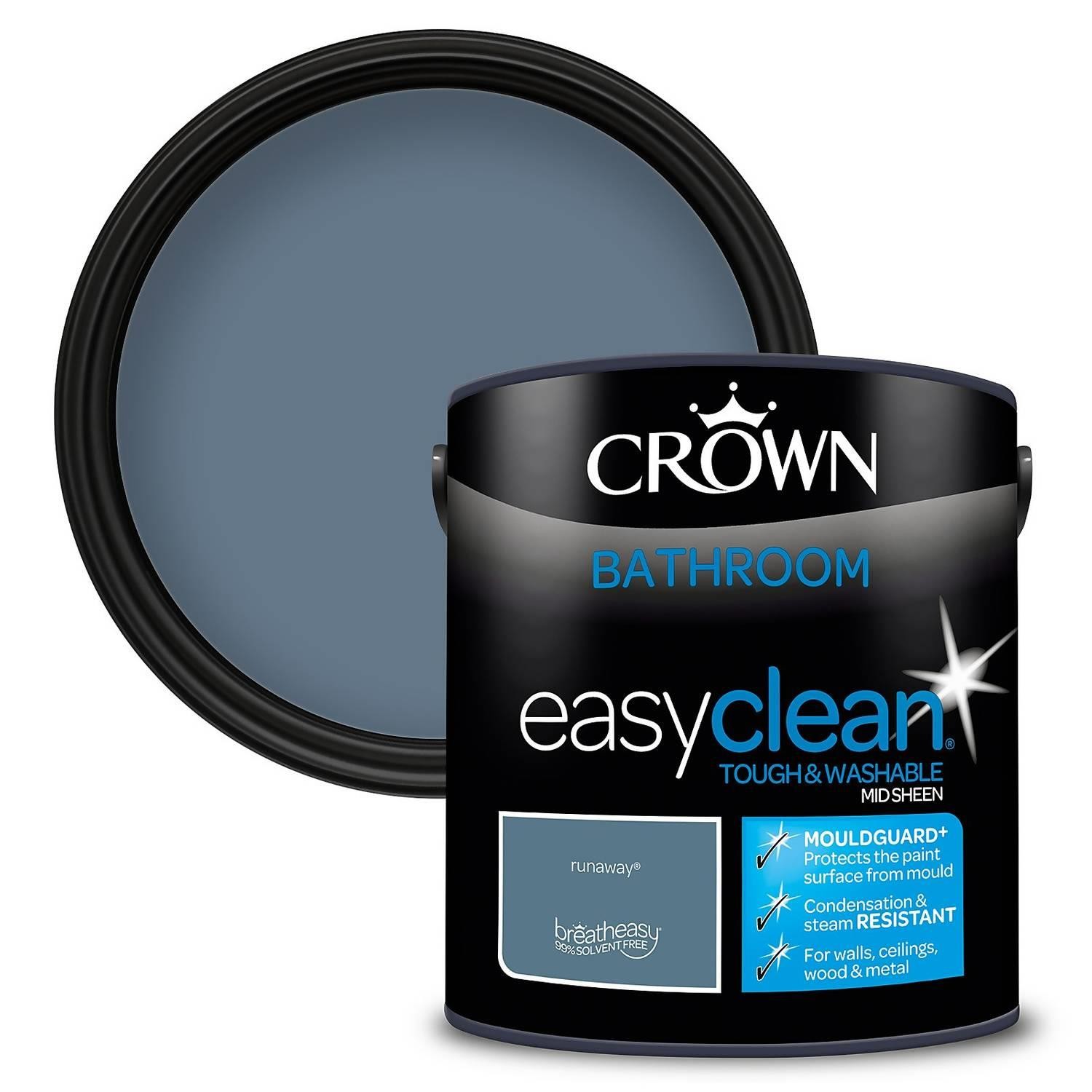 Crown Light Easyclean Bathroom Mid Sheen Emulsion Paint, 2.5L, Runaway  x  x  - Image 2
