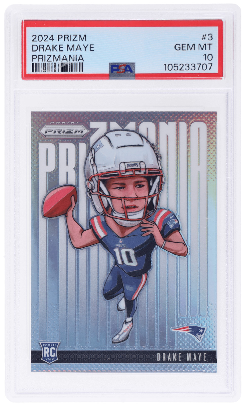 2024 Panini Prizm Drake Maye Prizmania #3 PSA 10 Rookie RC