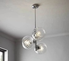 Ceiling Lights Eclaze 3 Bulb Light Pendant Twisted Glass Shades Chrome Effect