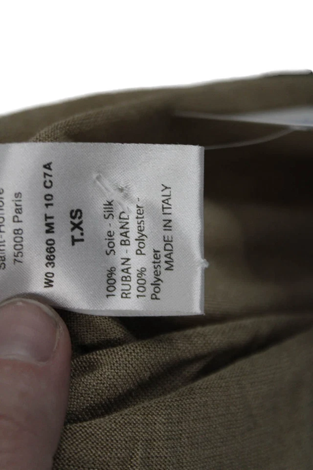 Lanvin 女式丝绸圆领 T 恤米色短袖领带 XS 码 — 第 4/4 张图片