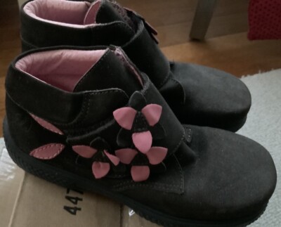NWOT Elefanten Brown Nubuck Shoes Boots EU Size 30 US 12 Pink Flower Hook Loop