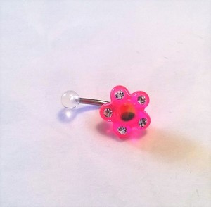 Piercing de Nombril acier 316l 1.6x10mm double strass black Nb558