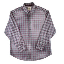 Old Navy Shirt Mens L Gray Red Plaid Button Down Outdoor Gorpcore Casual Dress