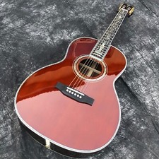 Wine Red 39" OOO Type Solid Spruce Top Acoustic Guitar Abalone Ebony Fingerboard