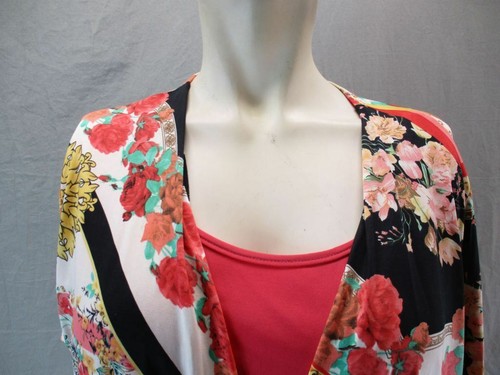 Sarino Size M Womens Multicolor Short Sleeve Floral Blouse T-Shirt Top 6Y380 - 第 2/6 張圖片