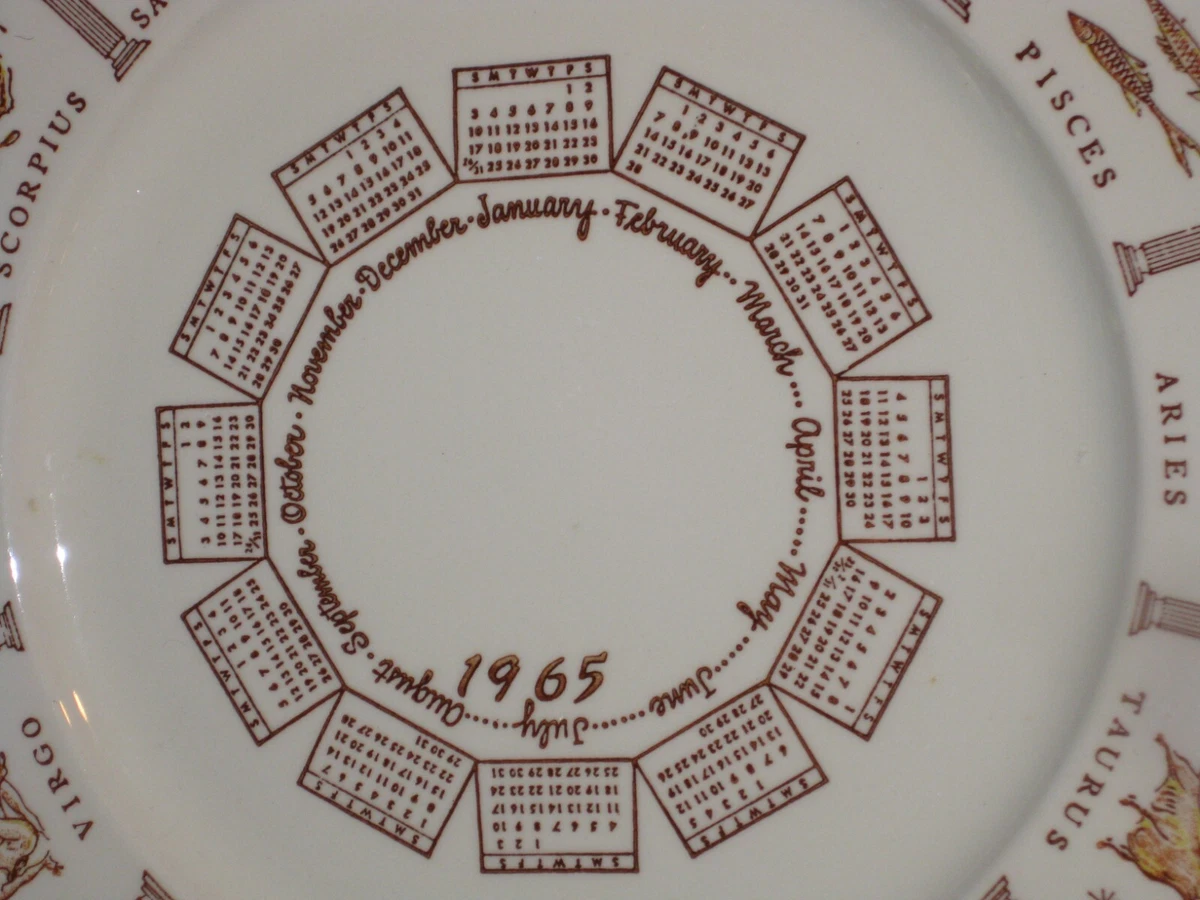 Vintage-1965 HOROSCOPE CALENDAR ZODIAC PLATE 10-1/2" Porcelain Beautiful! |  eBay