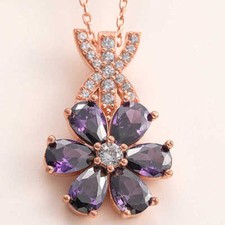 925k Romantic Rose Gold Love Flower Necklace - Symbol of Affection