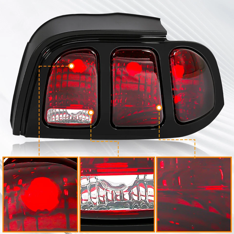 Par de luces traseras de freno izquierda y derecha para Ford Mustang 1996-1998 negro rojo Foto 2 de 4