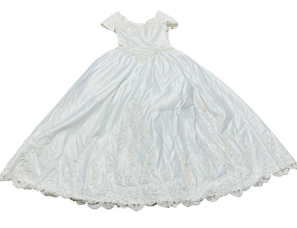 Women's Y2K Wedding Dress Vintage White Sequence Beaded Sleeved