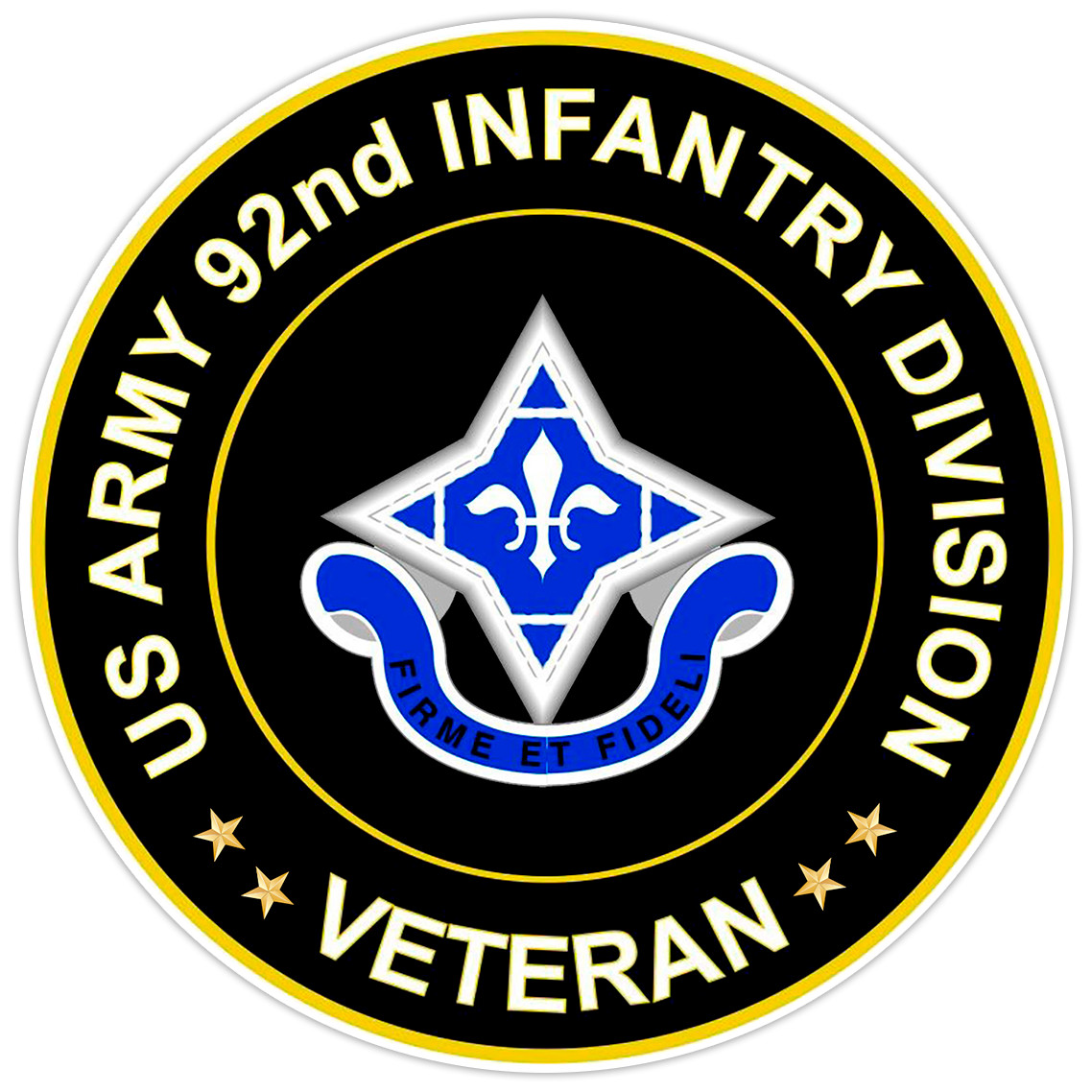 US Army 92nd Infantry Division Veteran Bumper Sticker Military Vinyl Decal 5"