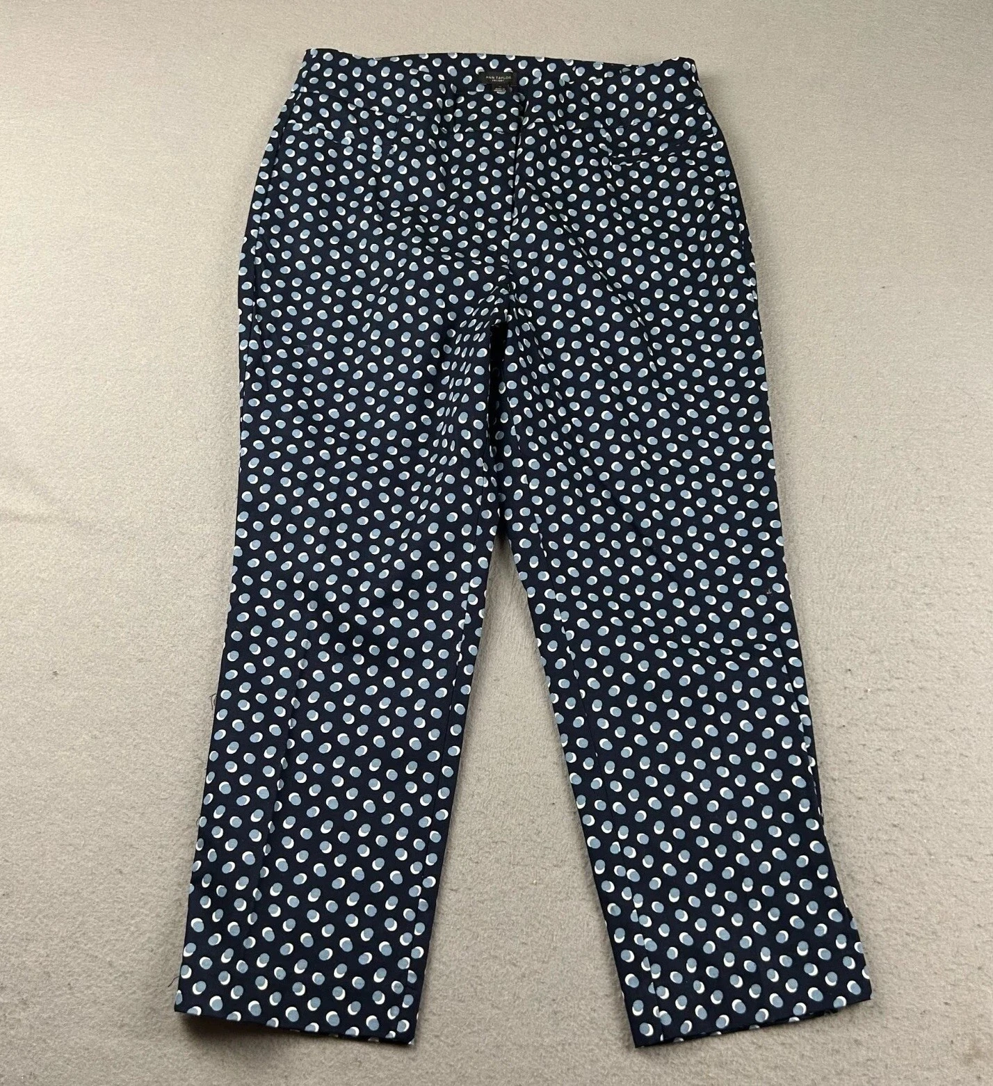 Ann Taylor Loft Pants Womens 10 Blue Dots Straight Leg Capris NWT