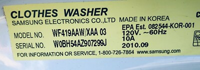 #ad Samsung Washer Model WF419AAWXAA03 Not available out of stock $39.00