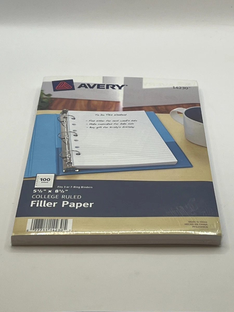 Avery Mini Binder Filler Paper College Ruled 100 Sheets 14230