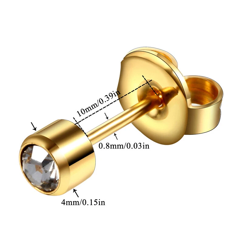 1 Paar Ohrpiercing-Kristall-Geburtsstein-Ohrstecker Aus Chirurgischem ▽ , - Bild 3 von 4