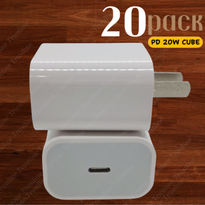 20X Lot Fast Charger Adapter 20W PD Type USB-C Cube For iPhone 16 15 14 13 12 11