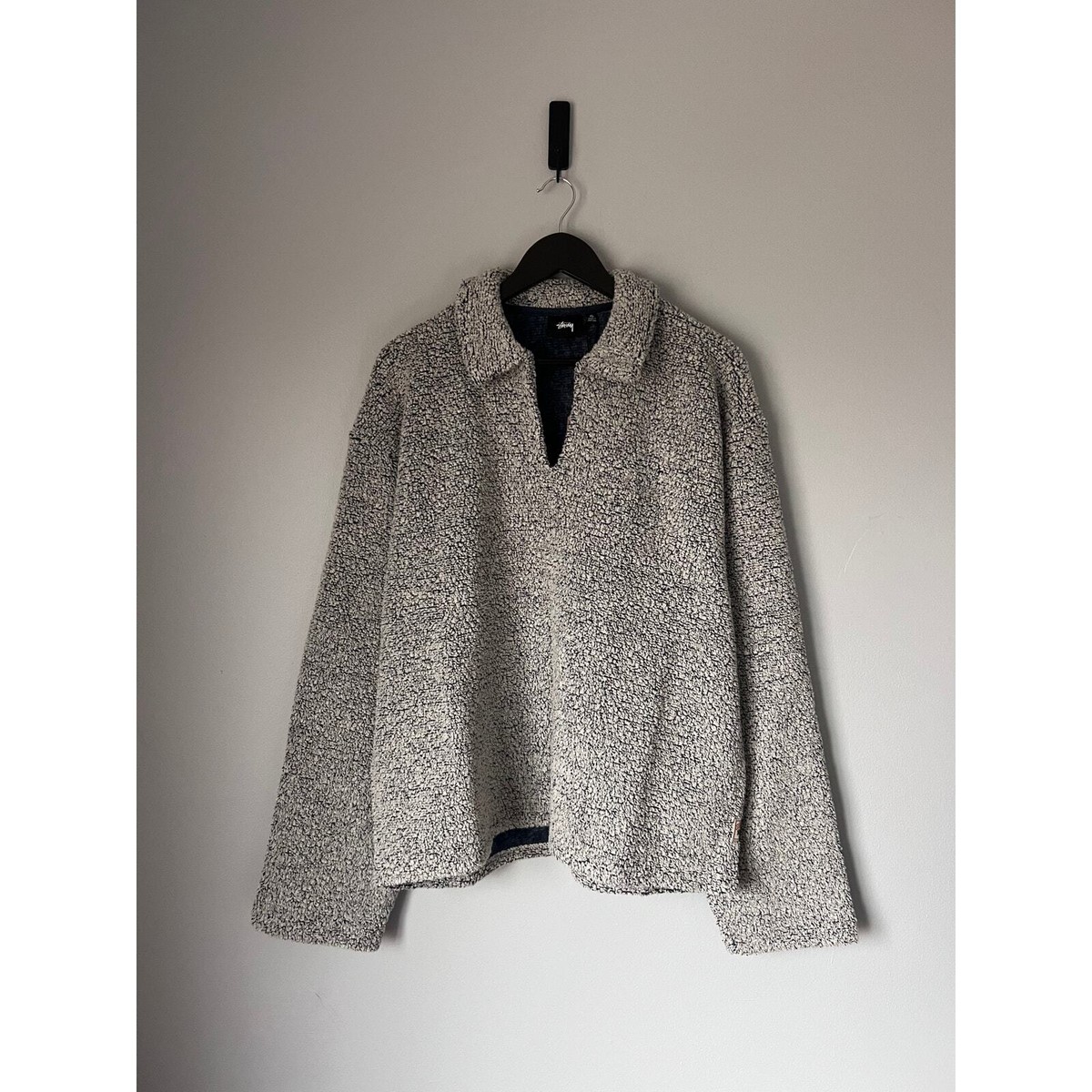 Stussy Wool Blend Sherpa Pullover - Size XL - Cloud Grey Stussy Wool Blend Sherpa Pullover - Size XL - Cloud Grey