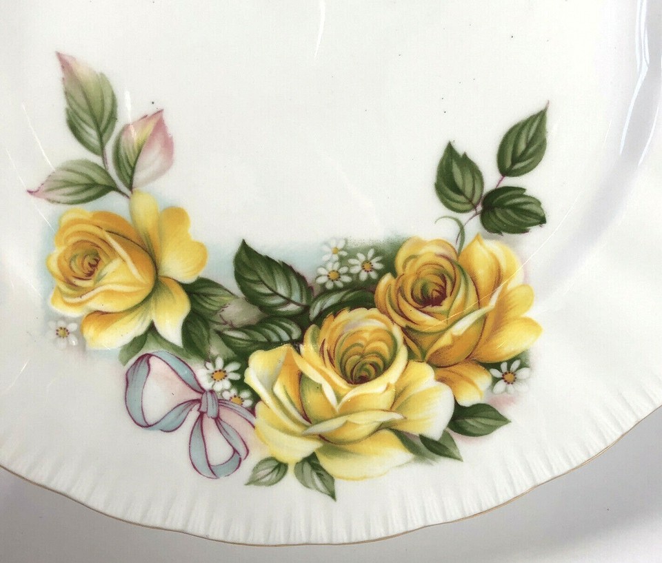 Vintage Royal Crest Salad Plate Yellow Roses Bone China England 8