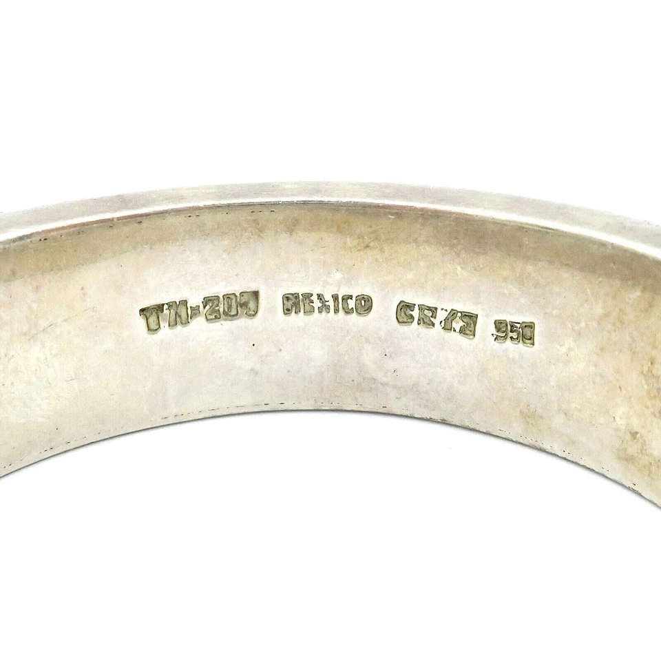 Vintage Taxco Mexico TN-207 CRYS 950 Sterling Silver Bangle Tiger Eye Black Onyx - Image 4 of 4
