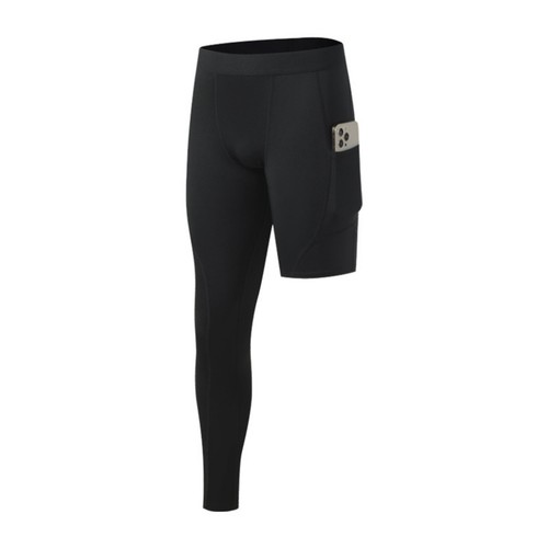 Men's Basketball Single Leg Tight Sports Pants 1/2 One Leg Compression Pants US - Picture 13 of 15