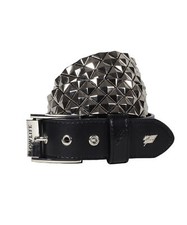Armor Studded Leather Belt Black and Silver - Lowlife