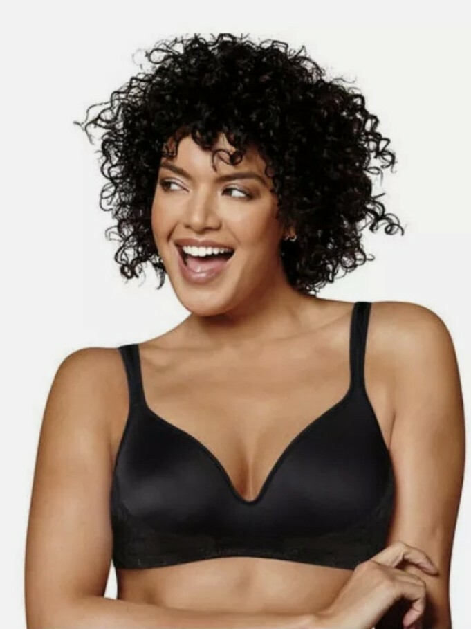 Playtex Love My Curves Wireless Balconette Bra Black 44DDD Lined