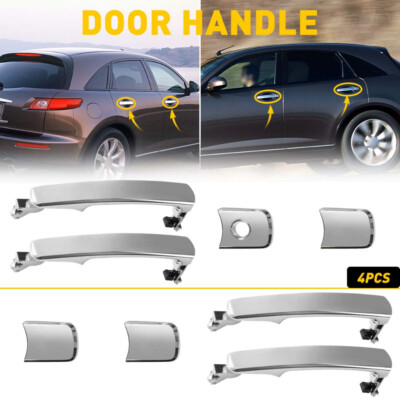4PCS Chrome Exterior Outer Outside Door Handle For 2003-2008 INFINITI FX35 FX45