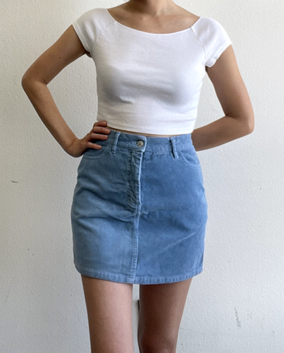 Brandy Melville John Galt Blue Corduroy Mini Skirt