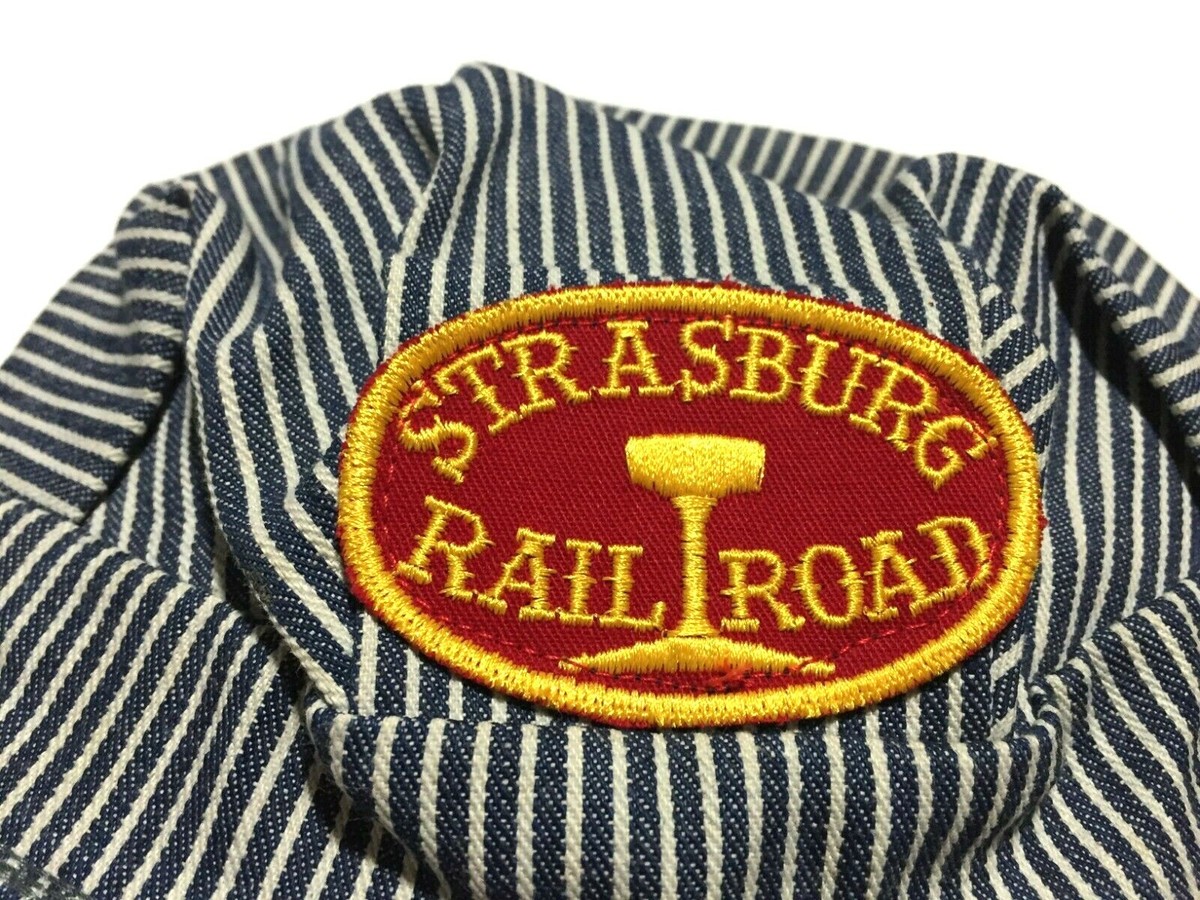 Vintage Railroad Engineer Hat Hickory Stripe Denim Strasburg
