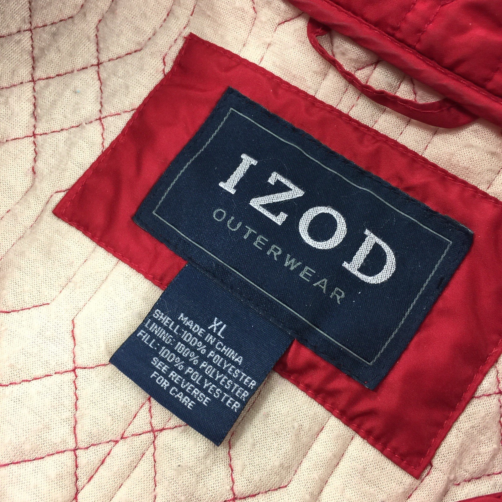 IZOD Quilted FUll Zip Jacket Size Extra Large Womens Solid Red Sping Light XL image 3