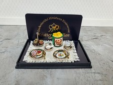Dollhouse English Tea Time Set Reutter Porcelain Teacups Biscuits 1:12 Scale