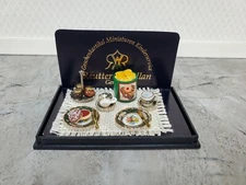 Dollhouse English Tea Time Set Reutter Porcelain Teacups Biscuits 1:12 Scale