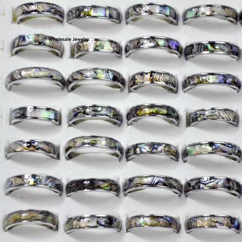 Lotes Mixtos Anillo de Acero Inoxidable Carcasa de Abulón Mujeres Dije Carcasa Anillos Venta al Mayor - Imagen 14 de 17