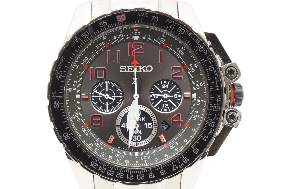 Seiko Prospex V175-0CL0 Aviation Solar Chronograph Mens Flight